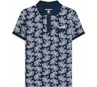 Lambretta Camisa polo de algodón de manga corta con estampado de cachemira para hombre - azul marino, azul marino, S
