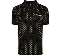 Lambretta Camisa polo para hombre, informal, retro, con estampado de blanco, Negro y dorado., XL