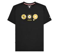 Lambretta Camiseta de algodón de manga corta de vinilo para hombre, Negro, L