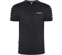 Lambretta Camiseta de manga a cuadros con cinta adhesiva de dos tonos para hombre, Negro, M