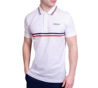 Lambretta Camiseta polo de manga corta clásica para hombre, diseño retro a rayas, blanco, XL