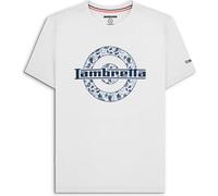 Lambretta Camiseta retro de manga corta con cuello redondo y logotipo de cachemira para hombre, blanco, XL