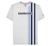 Lambretta Camisetas retro con logotipo de rayas para hombre, blanco, M