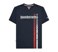 Lambretta Camisetas retro de rayas de carreras para hombre, azul marino, L
