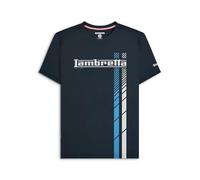 Lambretta Camisetas retro de rayas de carreras para hombre, azul marino, L