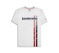 Lambretta Camisetas retro de rayas de carreras para hombre, blanco, L