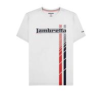 Lambretta Camisetas retro de rayas de carreras para hombre, blanco, L