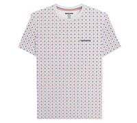 Lambretta Geo AOP - Camiseta de manga corta con cuello redondo para hombre, blanco, M