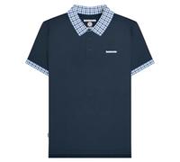 Lambretta Polo de manga corta con cuello a cuadros para hombre, azul marino, XXL