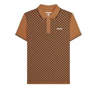 Lambretta Polo de manga corta con estampado de dos tonos para hombre, Tabaco, L