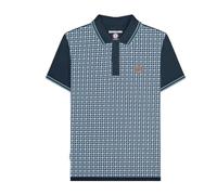 Lambretta Polo de manga corta para hombre con pata de gallo, azul marino, L