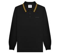 Lambretta Polo de manga larga para hombre con cuello y botones, Negro, M