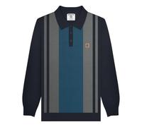 Lambretta Polo de punto a rayas para hombre, Azul marino/hierro, 3XL