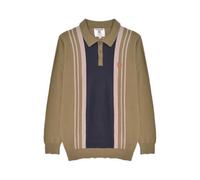 Lambretta Polo de punto a rayas para hombre, Verde liquen, S
