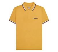Lambretta Polo para Hombre Mod Tabaco de Triple Ribete con Ribetes Blancos Crema Azul Marino, Medium