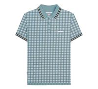 Lambretta Polo retro geométrico de manga corta para hombre 7164 - Negro, Azul ahumado, M