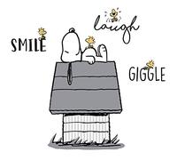 Lambs & Ivy Calcomanías de pared clásicas de Snoopy con Woodstock y casa de perro, negro/gris