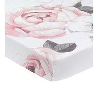 Lambs & Ivy Floral Garden - Sábana bajera ajustable para cuna (algodón), color rosa y blanco