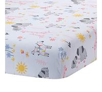 Lambs & Ivy Jazzy Jungle - Sábana bajera ajustable para cuna de bebé, 100 % algodón, color blanco