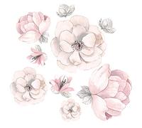 Lambs & Ivy Signature Botanical Baby - Adhesivos decorativos para pared, diseño floral, color rosa y gris
