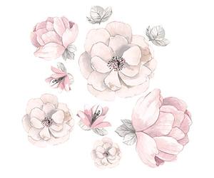Lambs & Ivy Signature Botanical Baby - Adhesivos decorativos para pared, diseño floral, color rosa y gris