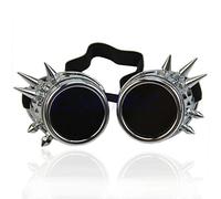 Lamdoo vintage style victorien gothique Cosplay Rivet Steampunk Lunettes de soudure Punk, argenté, lens diameter 5.5cm