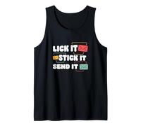 Lame It Stick It Send It Divertido cartero Trabajador del Servicio Postal Camiseta sin Mangas