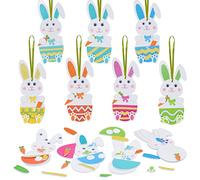 LAMEK 12 Kits de Manualidades de Conejos para Niños Pascua Decoración Creativas Elaboración de Juego con Piezas de Espuma Mix & Match Decoración Colgante para Pascua Primavera Cumpleaños
