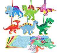 LAMEK 12 Kits de Manualidades de Dinosaurios para Niños Kits Creativos para Manualidades Pegatinas de Goma de Espuma Dinosaurios Artesanías Bricolaje para Niños y Niñas Cumpleaños Escolar