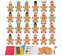 LAMEK 12 Kits de Manualidades de Hombre de Jengibre para Niños Creativas Elaboración de Navidad Colgantes de Decoración Navideños Juego con Piezas de Espuma para Niños y Niña Árboles de Navidad