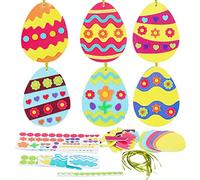 LAMEK 12 Kits de Manualidades de Huevos para Niños Pascua Decoración Creativas Elaboración de Juego con Piezas de Espuma Mix & Match Decoración Colgante para Pascua Primavera Cumpleaños