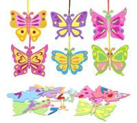 LAMEK 12 Kits de Manualidades de Mariposa para Niños Colgantes de Apilamiento de Primavera Decoración Creativas Elaboración de Juego con Piezas de Espuma para Primavera Verano Cumpleaños