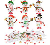 LAMEK 12 Kits de Manualidades de Muñeco de Nieve para Niños Creativas Elaboración de Navidad Colgantes de Decoración Navideños Juego con Piezas de Espuma para Niños y Niña Árboles de Navidad