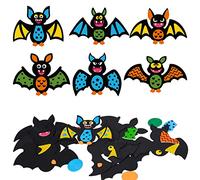 LAMEK 12 Kits de Manualidades de Murciélago para Niños Colgantes de Decoración Halloween Creativas Elaboración de Juego con Piezas de Espuma para Halloween Carnaval Cumpleaños