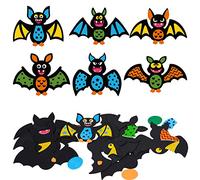 LAMEK 12 kits de manualidades de murciélagos para niños, decoración de Halloween, juego creativo de calcomanías de espuma EVA para niños y niñas, manualidades