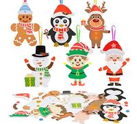 LAMEK 12 Kits de Manualidades de Navidad para Niños Creativas Elaboración de Navidad Colgantes de Decoración Navideños Juego con Piezas de Espuma para Niños y Niña Árboles de Navidad