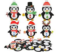 LAMEK 12 Kits de Manualidades de Pingüinos para Niños Creativas Elaboración de Navidad Colgantes de Decoración Navideños Juego con Piezas de Espuma para Niños y Niña Árboles de Navidad