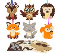 LAMEK 12 Piezas DIY Otoño Animal Creativo Manualidades Otoño Zorro Ciervo Búhos Erizo Ocio Creativo Niños Juegos de Fiesta Decoración Colgante Cumpleaños Regalo para 3-12 años