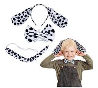 LAMEK 3Pcs Disfraz de Perro para Niños Accesorios, Diademas Orejas Perro Tie Dog Tail, Disfraz de Perro para Adulto, Carnaval Cosplay Baile de Cumpleaños Mascarada Halloween Regalo