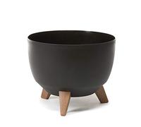 LAMELA Maceta Redonda con Patas - Plástico - Ø 24 cm x 15 cm, 5,1 L, Resistente y fácil de Limpiar, Interior y Exterior, Color Negro