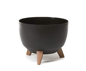 LAMELA Maceta Redonda con Patas - Plástico - Ø 24 cm x 15 cm, 5,1 L, Resistente y fácil de Limpiar, Interior y Exterior, Color Negro