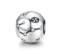 LaMenars 12 Constelación Abalorios Charms Plata de Ley 925, Abalorios de Zodiaco Compatible con Pulsera Pandora & Europeo, Regalo de Cumpleaños Significativo (Cáncer (6.21-7.22))