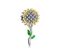 LaMenars Auntie Mom & Daughter Wife Love Charms para pulseras Pandora 925 Silver 5A Cubic Zirconia Beads Gift for Birthday Anniversary Day (Girasol)