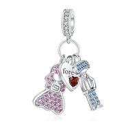 LaMenars Bride and Groom Forever Charms de Plata de Ley 925 para Pulseras y Collares de Mujer Colgante para Navidad Día de San Valentín Día de la Madre Regalos para Chicas