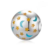 LaMenars Colgantes de Abalorios Glow-in-the-dark Stars and Moon Beads Charms Originales Plata de Ley 925 con Circonita para Europeo Pulseras Brazaletes Collares para Mujer Temporada de graduaciones