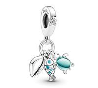 LaMenars Fish, Sea Turtle & Conch Triple Dangle Charm para Pulseras 925 Sterling Silver Bead Charms con Cubic Happy Birthday Anniversary Jewelry Regalos para Mujeres Niñas Esposa
