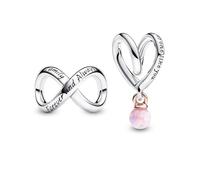 LaMenars Forever & Always Mom Charm Duo Charm per Braccialetti in Argento Sterling 925 Charms Donna Mother's Day Birthday Anniversary Jewelry for Girls Wife