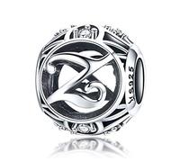 LaMenars Letras Abalorios Charms Originales Plata de Ley 925 Colgantes de Alfabeto A-Z con Circonita Cúbica para Pandora & Europeo Pulseras Brazaletes Collares para Mujer (Letter Z)