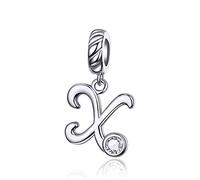 LaMenars Letras Colgantes de Alfabeto A-Z Abalorios Charms Originales Plata de Ley 925 con Circonita Cúbica para Pandora & Europeo Pulseras Brazaletes Collares para Mujer (Letter X)