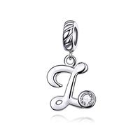 LaMenars Letras Colgantes de Alfabeto A-Z Abalorios Charms Originales Plata de Ley 925 con Circonita Cúbica para Pandora & Europeo Pulseras Brazaletes Collares para Mujer (Letter Z)
